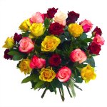 Bouquet assortito di rose corte in vari colori. 