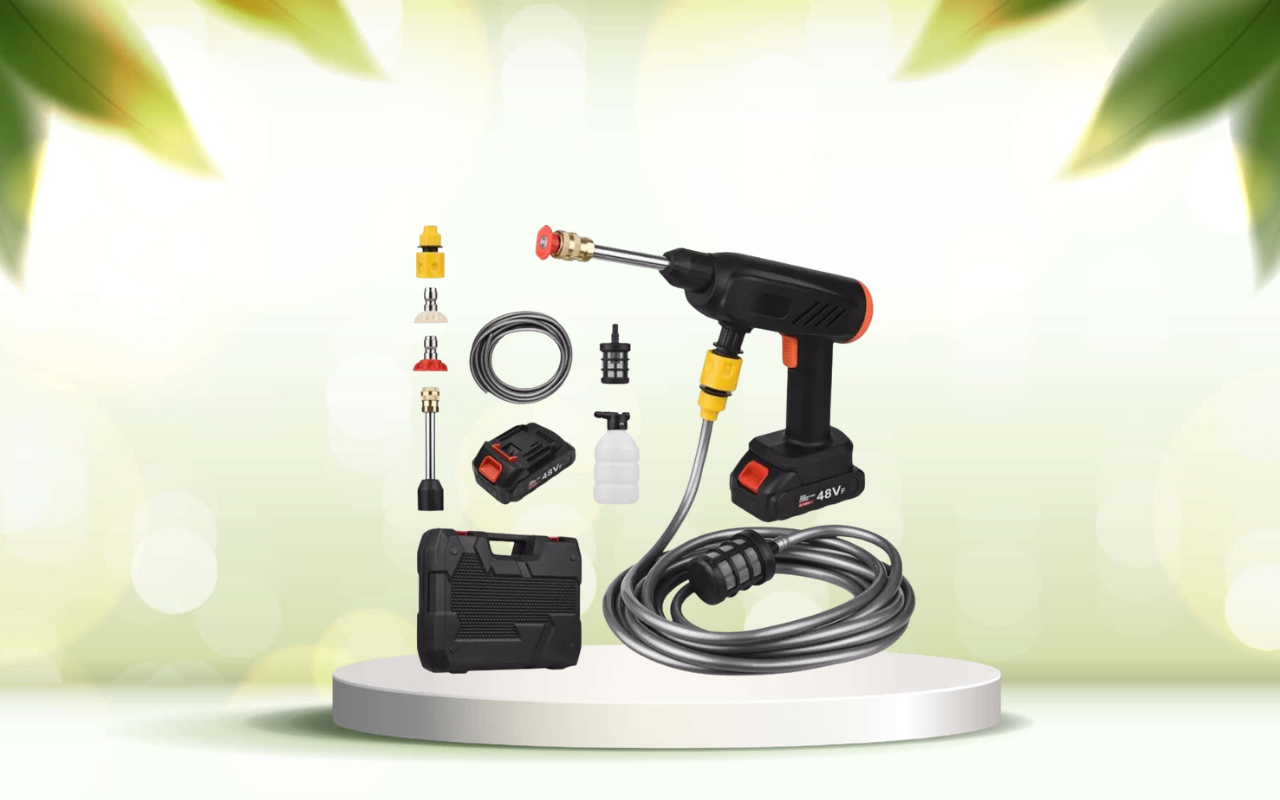 Scopri la pistola idropulitrice portatile: pulizia potente ovunque senza rubinetto